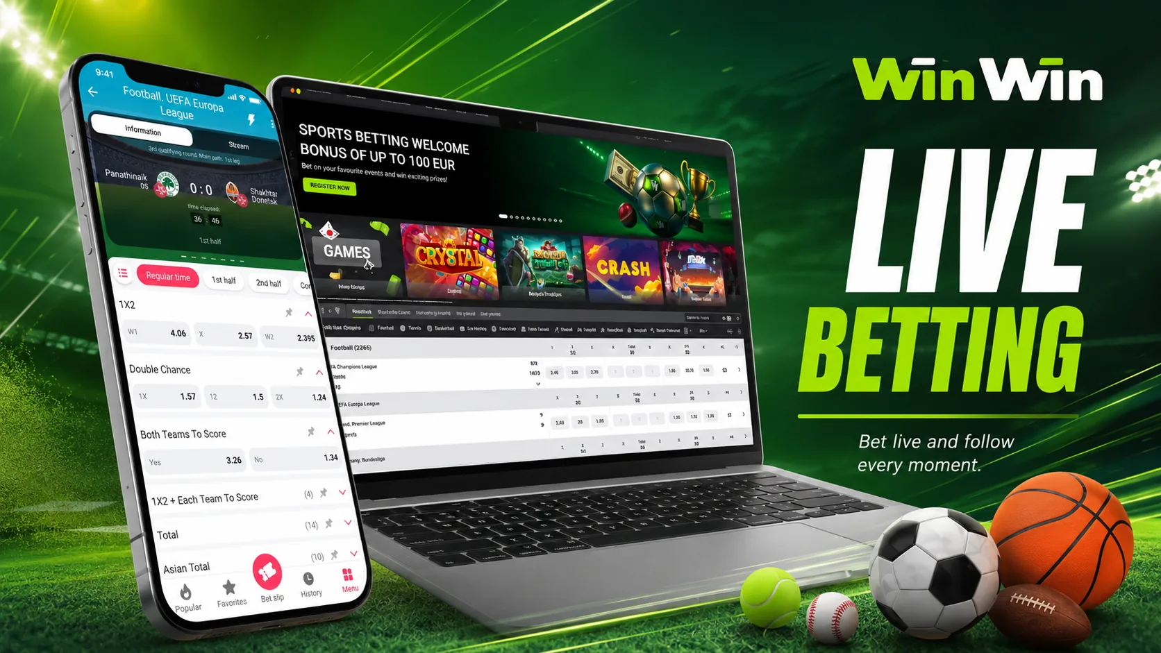 Winwinbet live betting screen on mobile